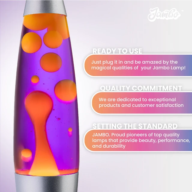 Alt view image 4 of 7 - 16" Beautiful Lamp- Purple with Yellow/Orange Wax, Relaxing Liquid Light, Night Light Nightlight, Home Decor Living Room Office Bedroom Lamp for Adults Teens Kids Magma Motion