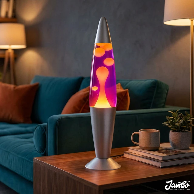 Alt view image 5 of 7 - 16" Beautiful Lamp- Purple with Yellow/Orange Wax, Relaxing Liquid Light, Night Light Nightlight, Home Decor Living Room Office Bedroom Lamp for Adults Teens Kids Magma Motion