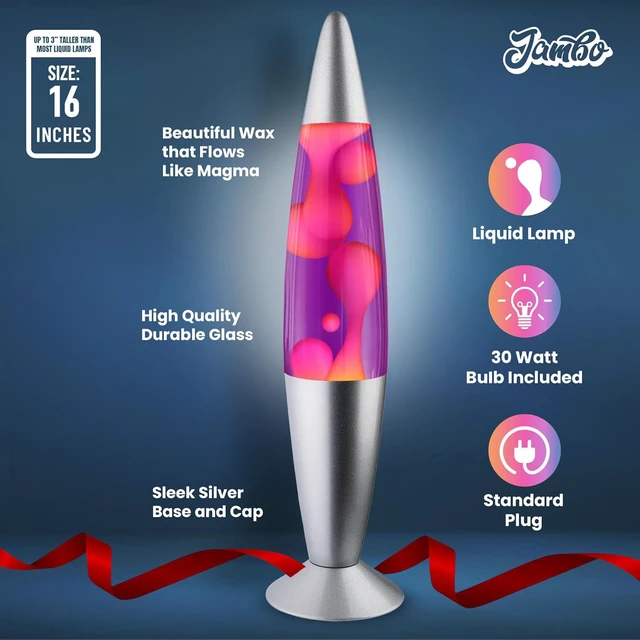 Alt view image 4 of 7 - 16" Beautiful Lamp- Purple with Pink Wax, Relaxing Liquid Light, Night Light Nightlight, Home Decor Living Room Office Bedroom Lamp for Adults Teens Kids, Magma Motion