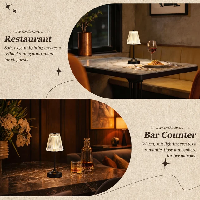 Alt view image 6 of 7 - Black Cordless Rechargeable Table Lamp, Touch Battery Powered Lamp, 3 Color Modes, Crystal Acrylic Lampshade, Portable Ambient Night Light for Desk, Bedroom, Living Room, Dining Room, Kitchen, Bar