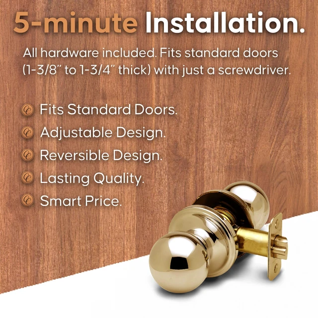 Alt view image 3 of 7 - BK2090PB Ball Door Knob, Dummy Function, 2 Pack, in Polished Brass