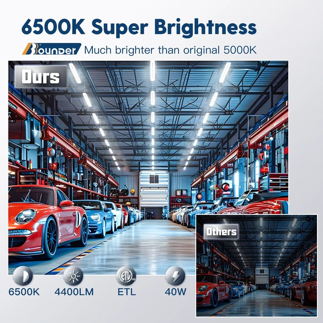 Alt view image 2 of 7 - 4Pack 4FT LED Shop Light, 65000K, 40W=250W, Linkable for Garage 4400LM, 48Inch Integrated Utility Fixture, Surface + Hanging Mount, Super Bright Shop Lights for Workshop & DIY Users, White