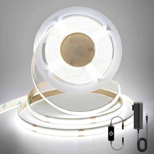 Main image of COB LED Strip,LED Strip Lights 3M/9.84ft,Touch Dimmable LED Strips,CRI90+,6000K Cool White cob led,1600LEDs,24V LED Tape Lights,Indoor for Bedroom, Kitchen, TV, Mirror,Cabinet