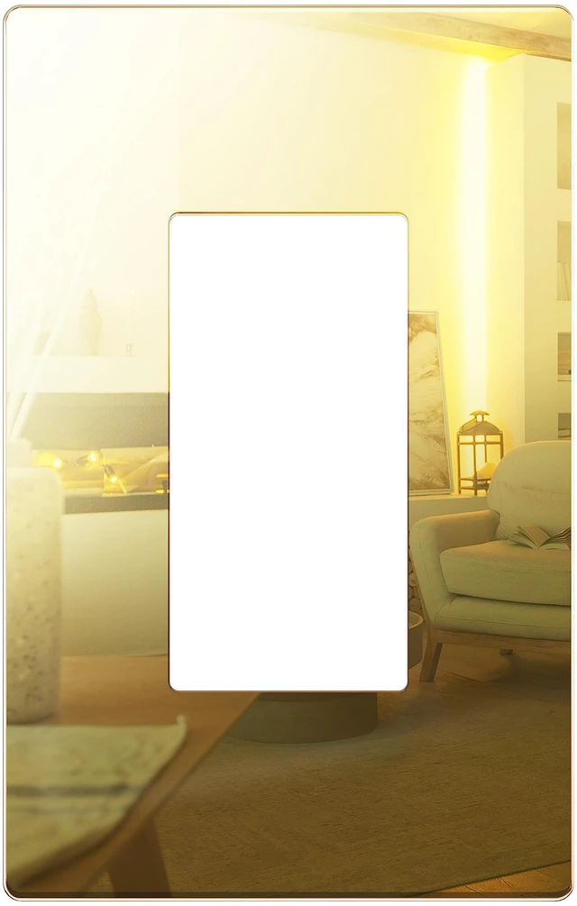 Main image of Decorator Wall Plate, Plexiglass, Mid-Size 1-Gang, Mirror Glass Gold Screwless Light Switch/Outlet Cover, Impact Resistant, Reflective, Tough And Heat Resistant, Easy Installation