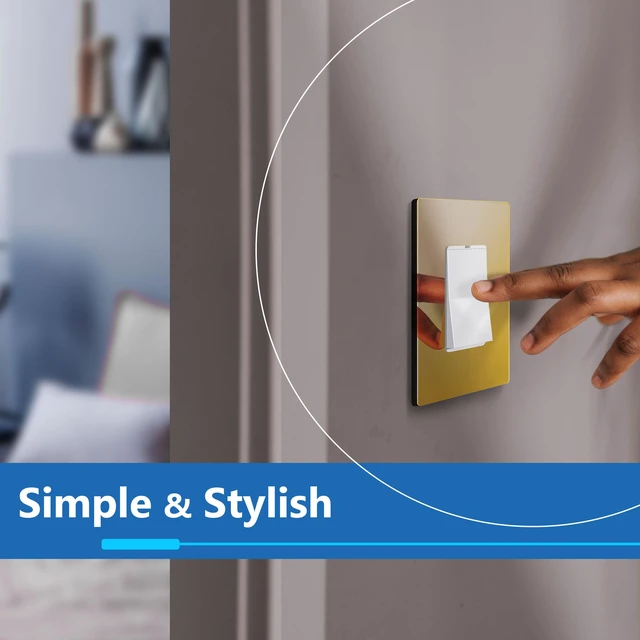 Alt view image 7 of 7 - Decorator Wall Plate, Plexiglass, Mid-Size 1-Gang, Mirror Glass Gold Screwless Light Switch/Outlet Cover, Impact Resistant, Reflective, Tough And Heat Resistant, Easy Installation