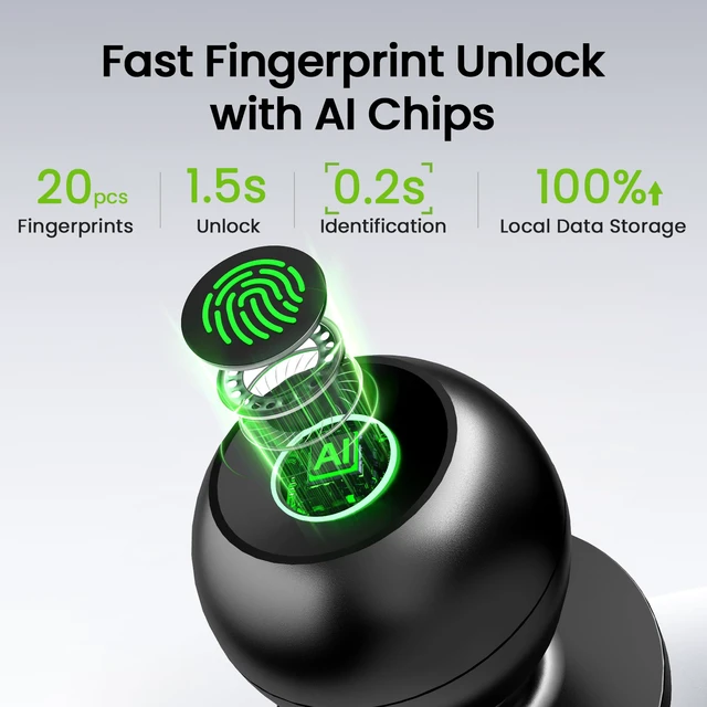 Alt view image 3 of 7 - Fingerprint Door Lock, 3 in 1 Smart Fingerprint Door Knob with App Control & Key, Auto Lock, Biometric Thumbprint Door Locks for Bedroom, Garage, Home & Office