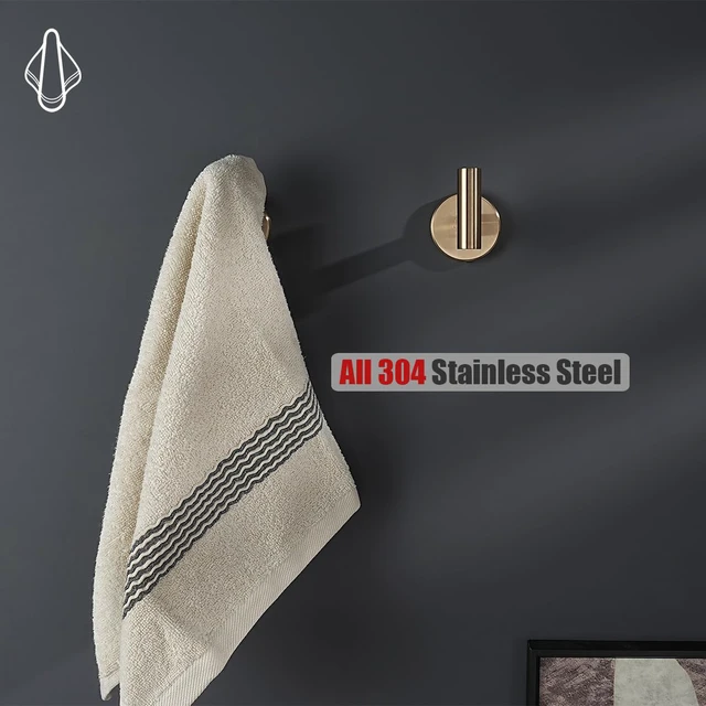 Alt view image 5 of 7 - Bathroom Towel Hook Champagne Bronze, Coat Robe Clothes Hook for Bathroom Wall Mounted (Pack of 2), SUS 304 Stainless Steel 0.8mm, TH100-CB-P2