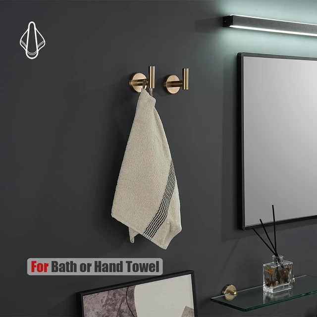 Alt view image 6 of 7 - Bathroom Towel Hook Champagne Bronze, Coat Robe Clothes Hook for Bathroom Wall Mounted (Pack of 2), SUS 304 Stainless Steel 0.8mm, TH100-CB-P2