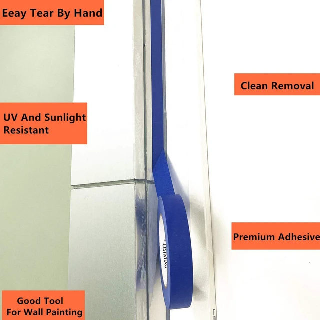 Alt view image 4 of 7 - Blue Original Multi-Surface Painter's Tape,0.94 inches x 60 Yards 6 Rolls Residue Free Wall Painting Blue Masking Tape with Sharp Lines