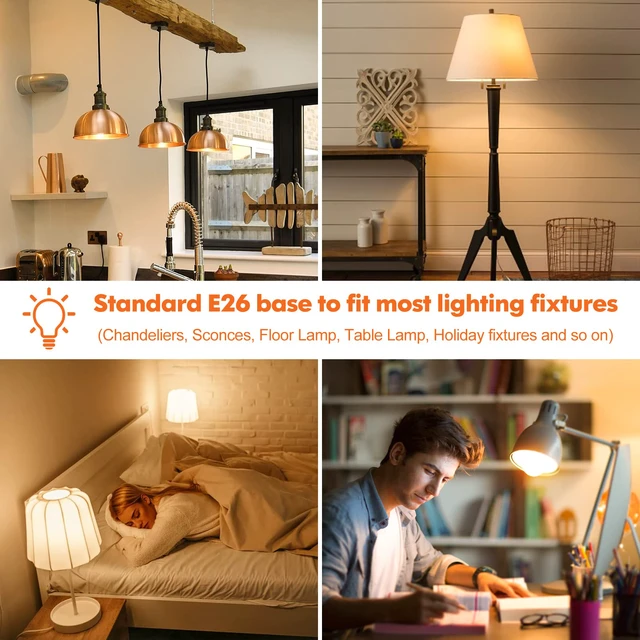Alt view image 6 of 6 - LED Light Bulbs, 100 Watt Equivalent A19 LED Bulbs, 13W 2700K Warm White 1500 Lumens Non-Dimmable Bright E26 Edison Medium Screw Bulbs for Home Bedroom Kitchen Living Room Office Lamp, 4-Pack
