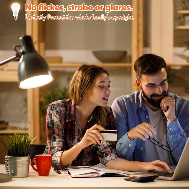 Alt view image 5 of 6 - LED Light Bulbs, 100 Watt Equivalent A19 LED Bulbs, 13W 2700K Warm White 1500 Lumens Non-Dimmable Bright E26 Edison Medium Screw Bulbs for Home Bedroom Kitchen Living Room Office Lamp, 4-Pack
