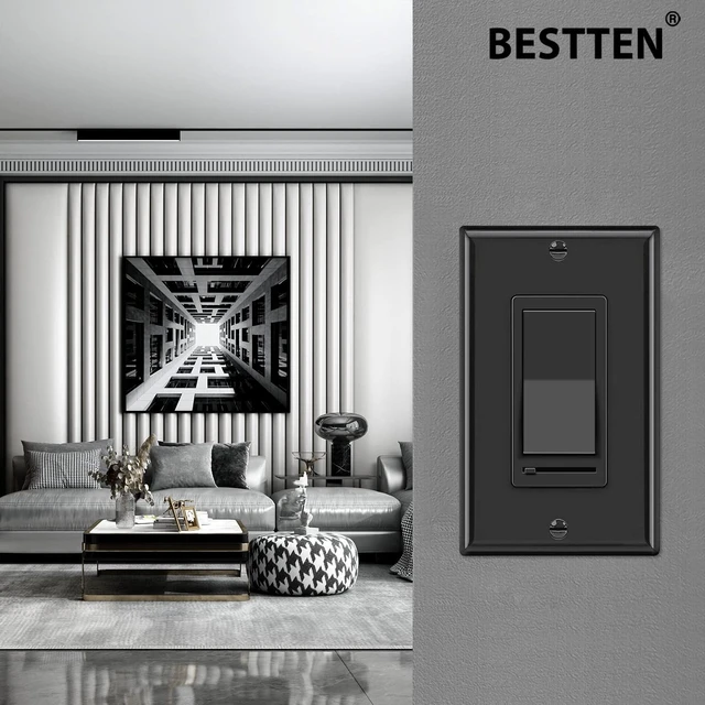 Alt view image 2 of 7 - 2PK Dimmer Light Switch, Single Pole or 3-Way, Wallplate Included UL Listed, LED Slide Dimmer Switch, Compatible with Dimmable LED, Incandescent, Halogen and CFL Bulbs, Gloss Black