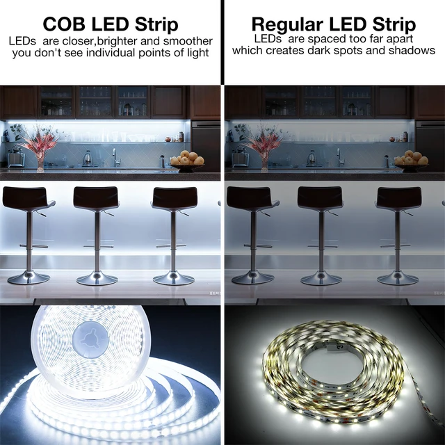 Alt view image 5 of 7 - 16.4FT Dimmable COB led Strip Light, High Brightness led Lights, 6500K Bright Daylight White, 24V, 140 LEDs, Flexible LED Tape Light Suitable for Bedroom, Kitchen, and DIY Home Decoration