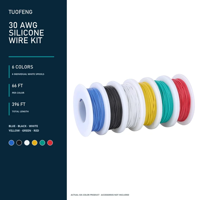 Alt view image 2 of 7 - 30 AWG Silicone Wire, 6 Colors, 66 ft Each, Stranded Tinned Copper 60V Flexible Electrical Wire, Tinned Copper, Hook up Wires for Breadboard/DIY/Battery
