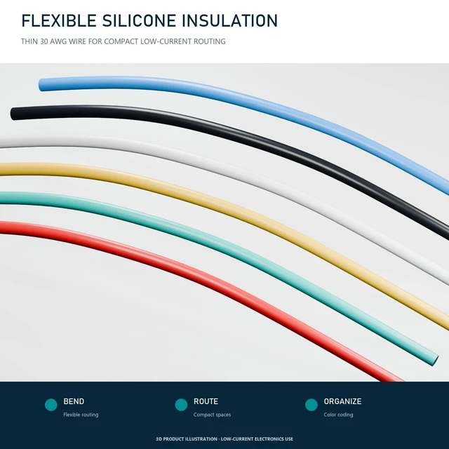 Alt view image 4 of 7 - 30 AWG Silicone Wire, 6 Colors, 66 ft Each, Stranded Tinned Copper 60V Flexible Electrical Wire, Tinned Copper, Hook up Wires for Breadboard/DIY/Battery