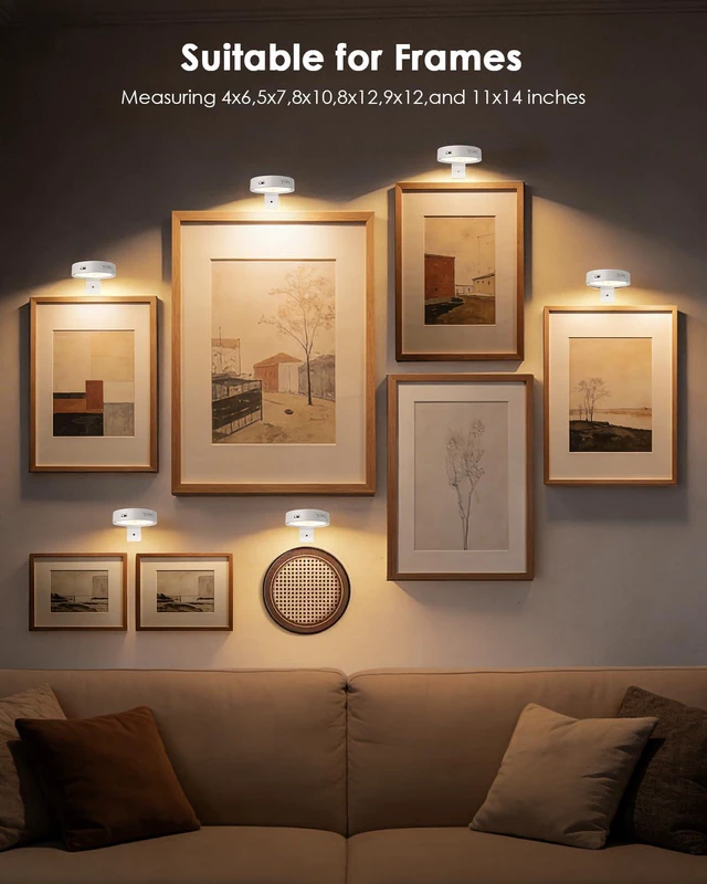 Alt view image 7 of 7 - Picture Lights for Wall, Rechargeable Battery Magnetic Wall Lights with 3 Color Temps and 12 RGB, Picture Light with Remote, Dimmable and Timer, Decor Light for Painting/Frame/Art Display