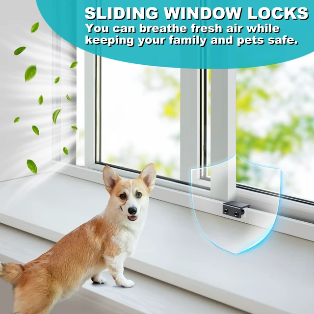 Alt view image 6 of 7 - Window Locks Security, Anti-Fall Aluminum Window Stopper (10 Sets) Window Locks for Up and Down Windows & Horizontal Windows, Sturdy Sliding Window Locks Protect Your Family and Pets