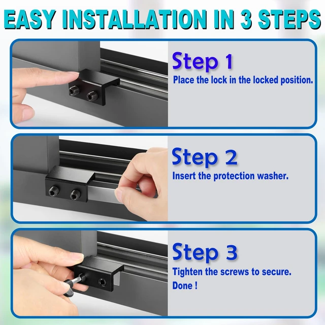 Alt view image 7 of 7 - Window Locks Security, Anti-Fall Aluminum Window Stopper (10 Sets) Window Locks for Up and Down Windows & Horizontal Windows, Sturdy Sliding Window Locks Protect Your Family and Pets