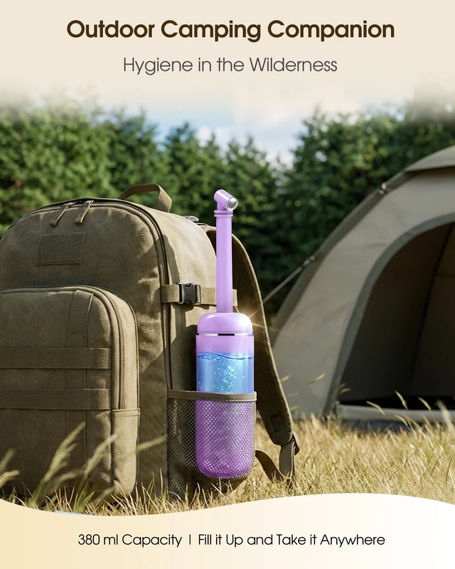 Alt view image 4 of 7 - Portable Bidet for Travel & Camping - Manual Squeeze Peri Bottle Handheld 3 Leak-Proof Seals BPA-Free Feminine Hygiene Care Postpartum Extendable Sprayer with Nozzle for Men&Women-Light Purple
