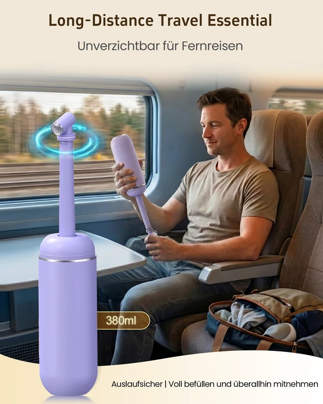 Alt view image 2 of 7 - Portable Bidet for Travel & Camping - Manual Squeeze Peri Bottle Handheld 3 Leak-Proof Seals | BPA-Free | Feminine Hygiene Care | Postpartum | Extendable Sprayer with Nozzle | for Men&Women-Purple