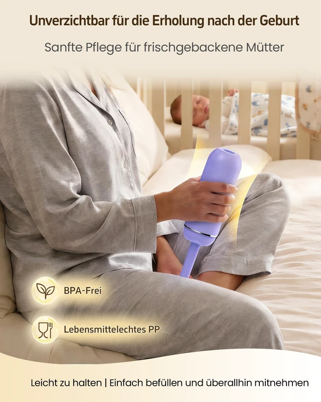 Alt view image 3 of 7 - Portable Bidet for Travel & Camping - Manual Squeeze Peri Bottle Handheld 3 Leak-Proof Seals | BPA-Free | Feminine Hygiene Care | Postpartum | Extendable Sprayer with Nozzle | for Men&Women-Purple