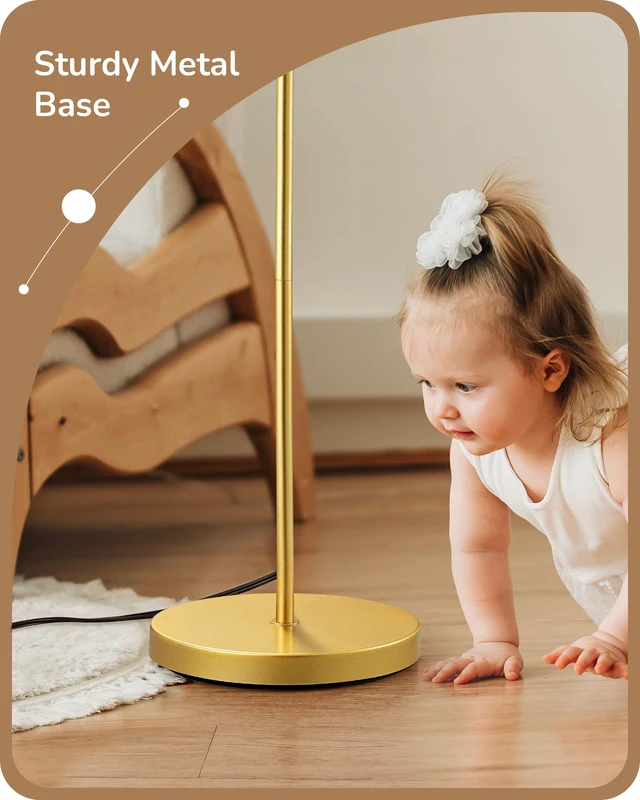 Alt view image 5 of 7 - 64.7" Gold Modern Floor Lamps for Living Room, Arc Standing Lamp 3 Color Temperatures Bulb Included, Adjustable Linen Shade, Foot Switch, Minimalist Tall Light for Bedroom, Office, Nursey