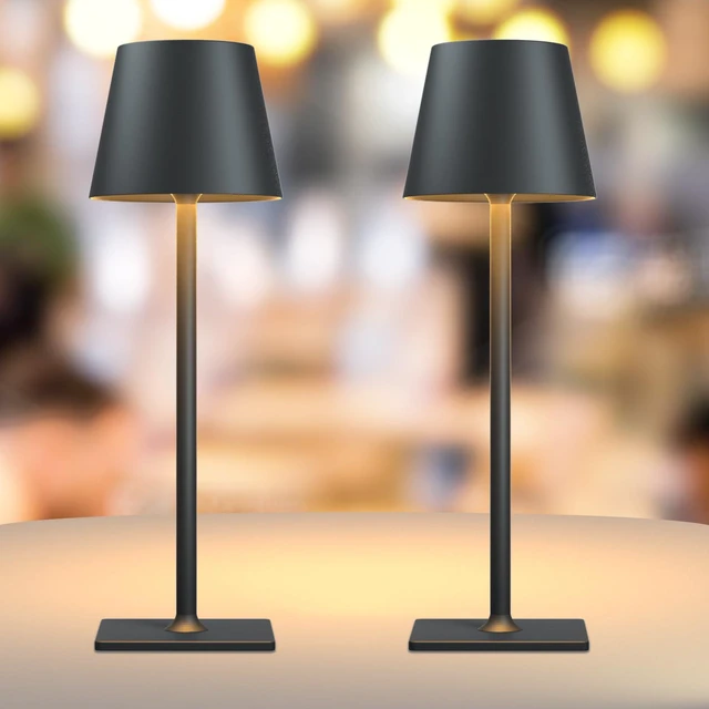 Main image of Black Cordless Table Lamps, 6000mAh Rechargeable Battery, 2 Pack Portable table lights set of 2 wireless battery operated lamps for indoor tables, patio, restaurant, dinner and kitchen