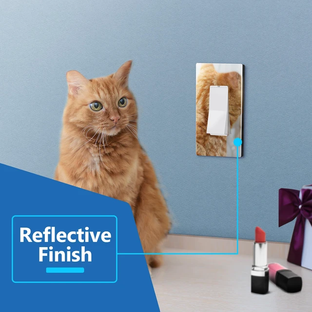 Alt view image 3 of 7 - Decorator Wall Plate, Mid-Size 1-Gang, Acrylic, Mirror Glass Silver Screwless Light Switch/Outlet Cover, Impact Resistant, Reflective, Plexiglass, Tough And Heat Resistant, Easy Installation