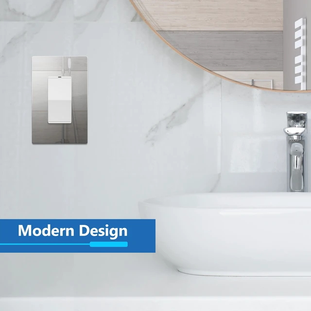 Alt view image 5 of 7 - Decorator Wall Plate, Mid-Size 1-Gang, Acrylic, Mirror Glass Silver Screwless Light Switch/Outlet Cover, Impact Resistant, Reflective, Plexiglass, Tough And Heat Resistant, Easy Installation