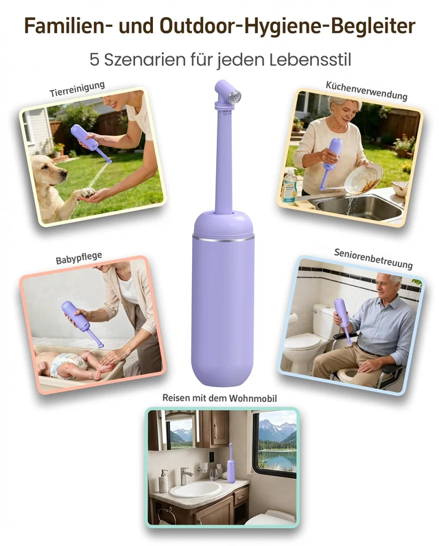Alt view image 7 of 7 - Portable Bidet for Travel & Camping - Manual Squeeze Peri Bottle Handheld 3 Leak-Proof Seals | BPA-Free | Feminine Hygiene Care | Postpartum | Extendable Sprayer with Nozzle | for Men&Women-Purple