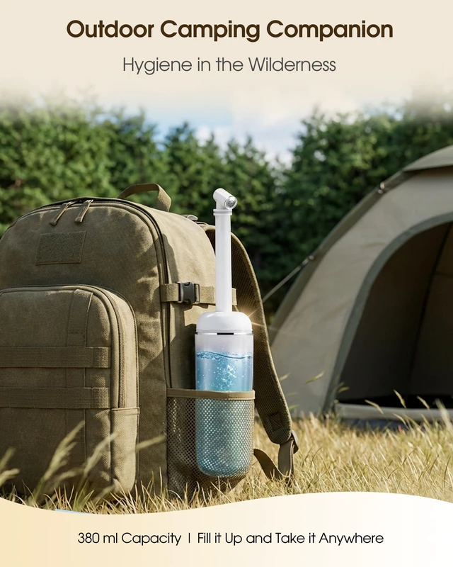 Alt view image 4 of 7 - Portable Bidet for Travel & Camping - Manual Squeeze Peri Bottle Handheld 3 Leak-Proof Seals BPA-Free Feminine Hygiene Care Postpartum Extendable Sprayer with Nozzle for Men&Women-White