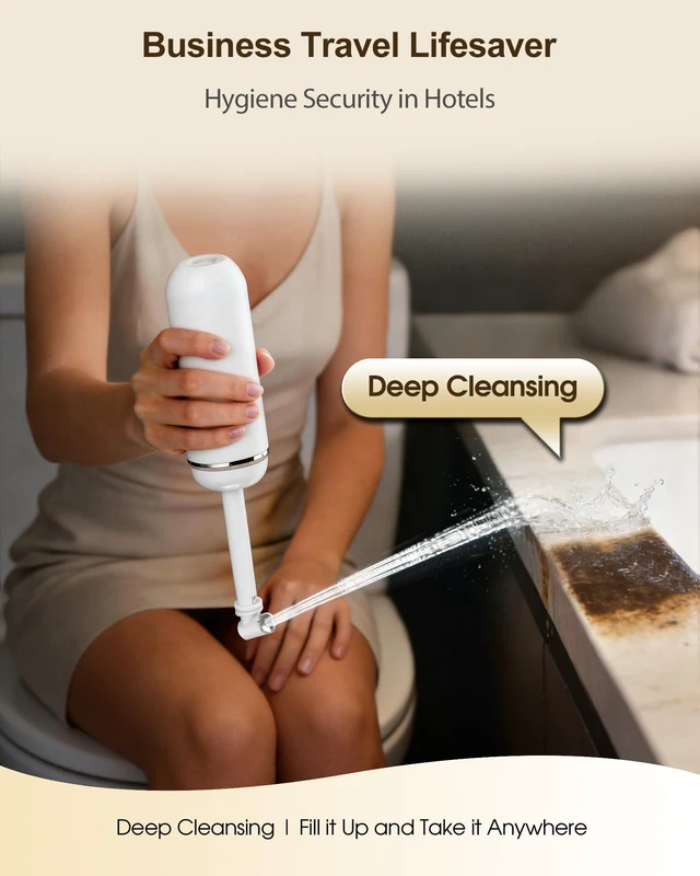 Alt view image 6 of 7 - Portable Bidet for Travel & Camping - Manual Squeeze Peri Bottle Handheld 3 Leak-Proof Seals BPA-Free Feminine Hygiene Care Postpartum Extendable Sprayer with Nozzle for Men&Women-White