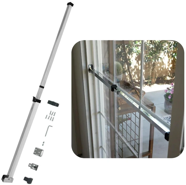 Main image of Sliding Door Security Bar-Child Proof Sliding Door Lock Bar with Anti Lift Lock - Fits Most Doors & Windows - Adjustable Patio Door Security Bar (18.75"- 51.1") Chrome