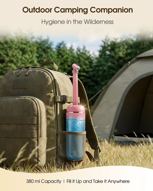 Alt view image 4 of 6 - Portable Bidet for Travel & Camping - Manual Squeeze Peri Bottle Handheld 3 Leak-Proof Seals BPA-Free Feminine Hygiene Care Postpartum Extendable Sprayer with Nozzle for Men&Women-Pink