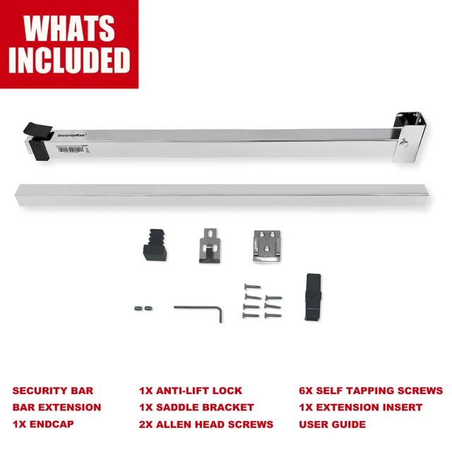 Alt view image 7 of 7 - Sliding Door Security Bar-Child Proof Sliding Door Lock Bar with Anti Lift Lock - Fits Most Doors & Windows - Adjustable Patio Door Security Bar (18.75"- 51.1") Chrome