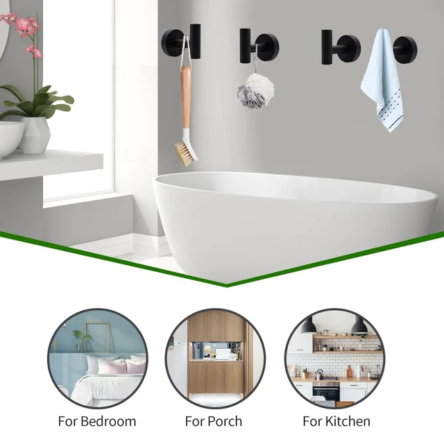 Alt view image 5 of 7 - 10pcs Matte Black Retractable Bathroom Hardware Set, Including 24in Retractable Hand Bar, Toilet Paper Holders, Towel Rings, Multifunctional Robe Hooks