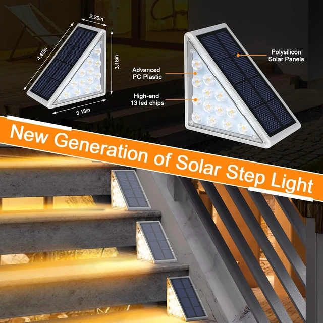 Alt view image 4 of 4 - 8PK Solar Step Lights, Outdoor Decor Stair Lights Deck Light Waterproof IP67 Solar Lights for Deck, Yard, Patio, Garden, Walkways, Front Door, Pathway, Driveway, Porch