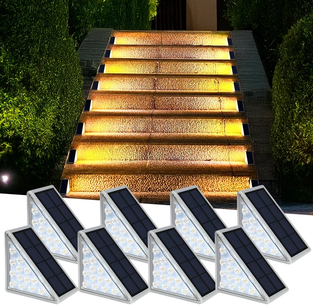 Alt view image 2 of 4 - 8PK Solar Step Lights, Outdoor Decor Stair Lights Deck Light Waterproof IP67 Solar Lights for Deck, Yard, Patio, Garden, Walkways, Front Door, Pathway, Driveway, Porch