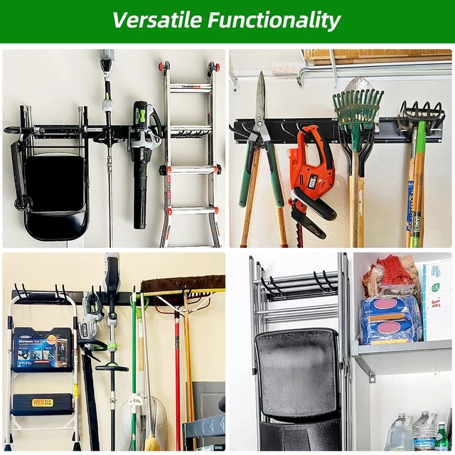 Alt view image 4 of 7 - Garage Wall Organizer, 48 inches Adjustable Garden Tool Organizer Heavy-duty Alloy Steel, 360 LBS Load, Wear & Tear Resistant, Soft Anti-Scratch Hook Sleeves, For Lawn, Yard & Shed Storage