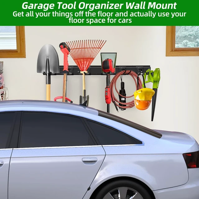 Alt view image 7 of 7 - Garage Wall Organizer, 48 inches Adjustable Garden Tool Organizer Heavy-duty Alloy Steel, 360 LBS Load, Wear & Tear Resistant, Soft Anti-Scratch Hook Sleeves, For Lawn, Yard & Shed Storage