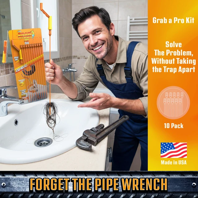 Alt view image 6 of 7 - Pro Drain Weasel Sink Snake Hair Clog Remover Tool, 10 Wands Sink, Pipe, Bathroom, Bathtub Drain Cleaner, 18-inch Long, Flexible, Removable Handle, Made in The USA
