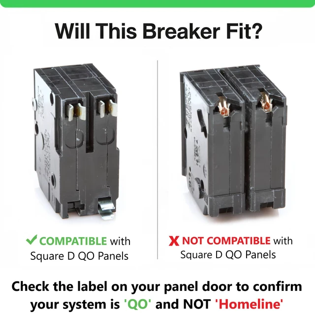 Alt view image 5 of 7 - Genuine Square D QO240 40 Amp Double Pole Circuit Breaker Kit UL Listed, Plug-On Replacement for QO Load Center Panel Box, 40A, 120/240V, 10kAIC, 40Amp, 2 Pole QO Circuit Breaker, 1 Pack