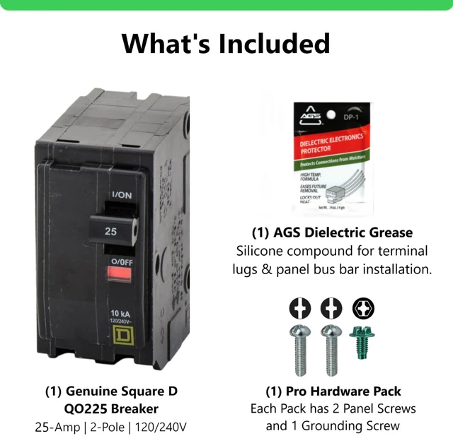 Alt view image 4 of 7 - Genuine Square D QO225 25 Amp Double Pole Circuit Breaker Kit UL Listed, Plug-On Replacement for QO Load Center Panel Box, 25A, 120/240V, 10kAIC, 25Amp, 2 Pole QO Circuit Breaker, 1 Pack