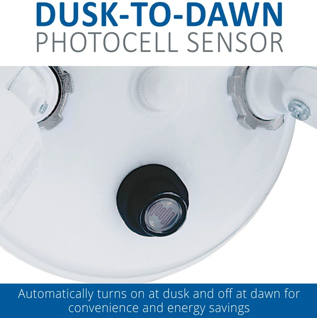 Alt view image 4 of 7 - OFTH 300PR 120 P WH-M12 Adjustable Twin PAR Holder with Dusk-to-Dawn, 120 Volts, 300 Watts, White (Pack of 2)