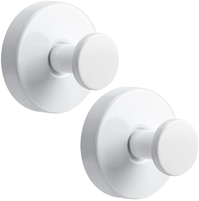 Main image of Suction Cup Hooks for Shower No-Drill Bathroom Hooks for Towels, Robes, Loofah Mountable on Bathroom Walls, Kitchen, Glass, Mirrors, Tile and Smooth,Non-Porous Surfaces (2, White)
