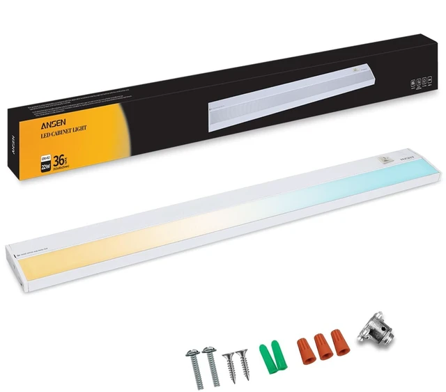 Main image of Hardwired Under Cabinet Lighting, 36in 22W LED Light for Kitchen/Closet, 1426lm, CRI>92, R9>90, Dimmable, 5 Color Temperature, 2700K-5000K(Warm White, Cool White, Daylight)