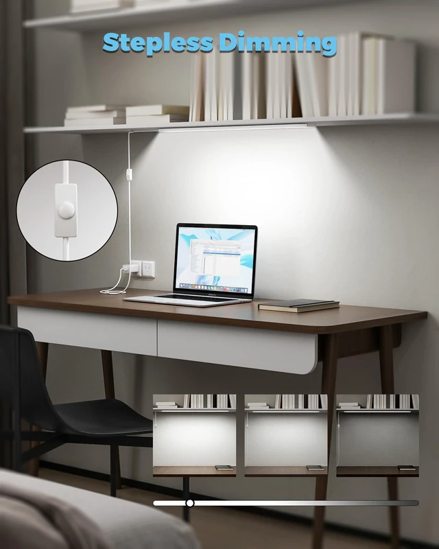 Alt view image 4 of 7 - 24" Plug-in Under Cabinet Lighting, Cool White Workbench Bar 24" Plug-in Under Cabinet Light, 900LM Dimmable Cool White 6000K LED Workbench Bar for Kitchen Sink Desk