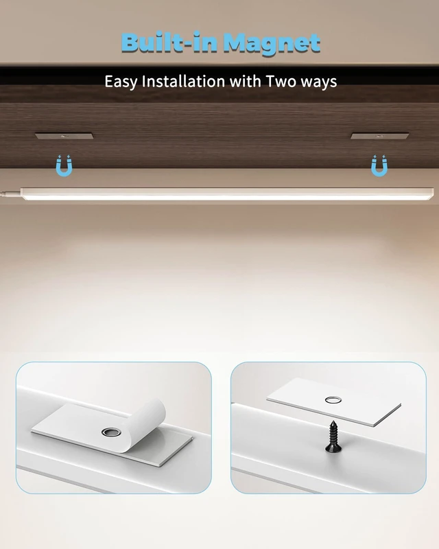 Alt view image 5 of 7 - 24" Plug-in Under Cabinet Lighting, Cool White Workbench Bar 24" Plug-in Under Cabinet Light, 900LM Dimmable Cool White 6000K LED Workbench Bar for Kitchen Sink Desk