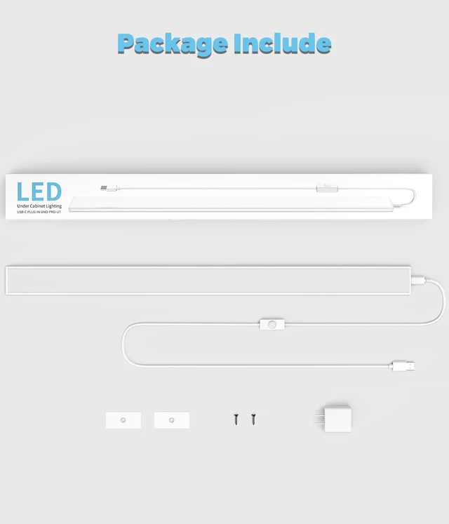Alt view image 7 of 7 - 24" Plug-in Under Cabinet Lighting, Cool White Workbench Bar 24" Plug-in Under Cabinet Light, 900LM Dimmable Cool White 6000K LED Workbench Bar for Kitchen Sink Desk