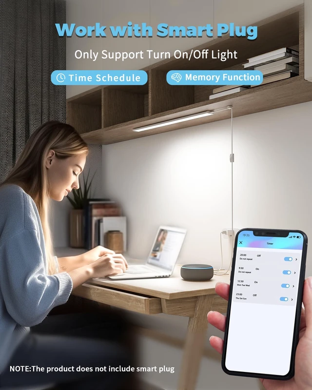 Alt view image 6 of 7 - 24" Plug-in Under Cabinet Lighting, Cool White Workbench Bar 24" Plug-in Under Cabinet Light, 900LM Dimmable Cool White 6000K LED Workbench Bar for Kitchen Sink Desk